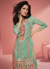 Interesting Sharara Suit in Light Pista